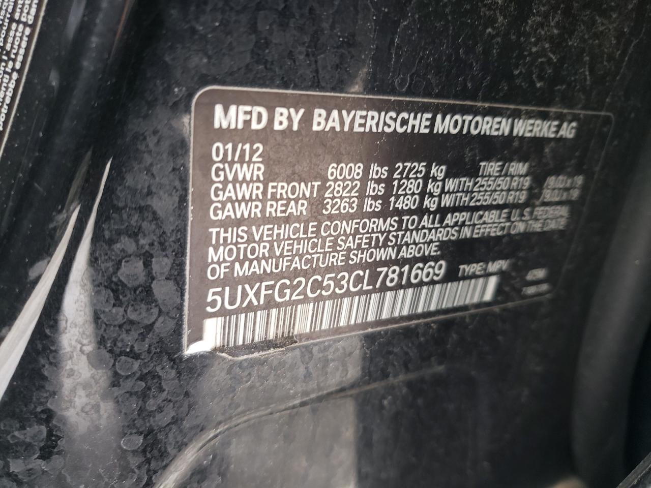 Photo 12 VIN: 5UXFG2C53CL781669 - BMW X6 