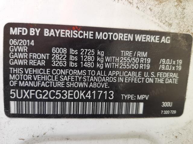 Photo 9 VIN: 5UXFG2C53E0K41713 - BMW X6 XDRIVE3 