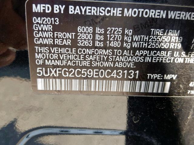 Photo 9 VIN: 5UXFG2C59E0C43131 - BMW X6 XDRIVE3 