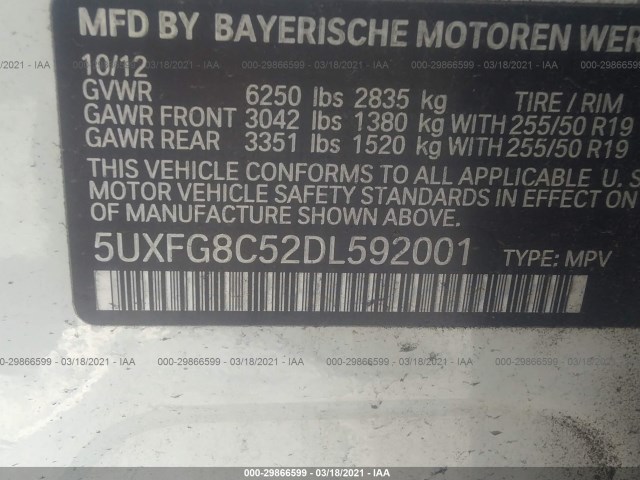 Photo 8 VIN: 5UXFG8C52DL592001 - BMW X6 