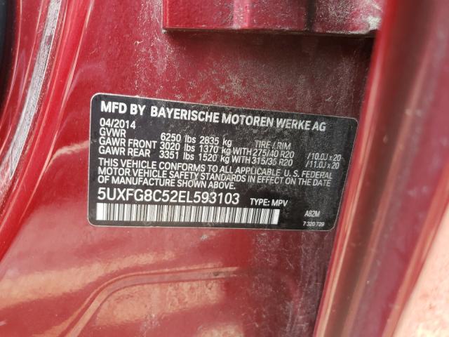 Photo 9 VIN: 5UXFG8C52EL593103 - BMW X6 XDRIVE5 