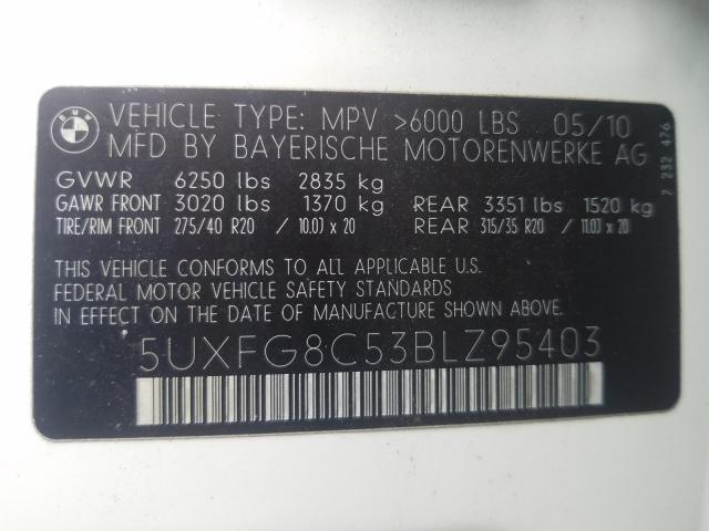 Photo 9 VIN: 5UXFG8C53BLZ95403 - BMW X6 XDRIVE5 