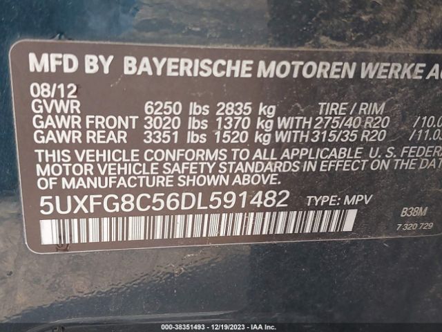 Photo 8 VIN: 5UXFG8C56DL591482 - BMW X6 