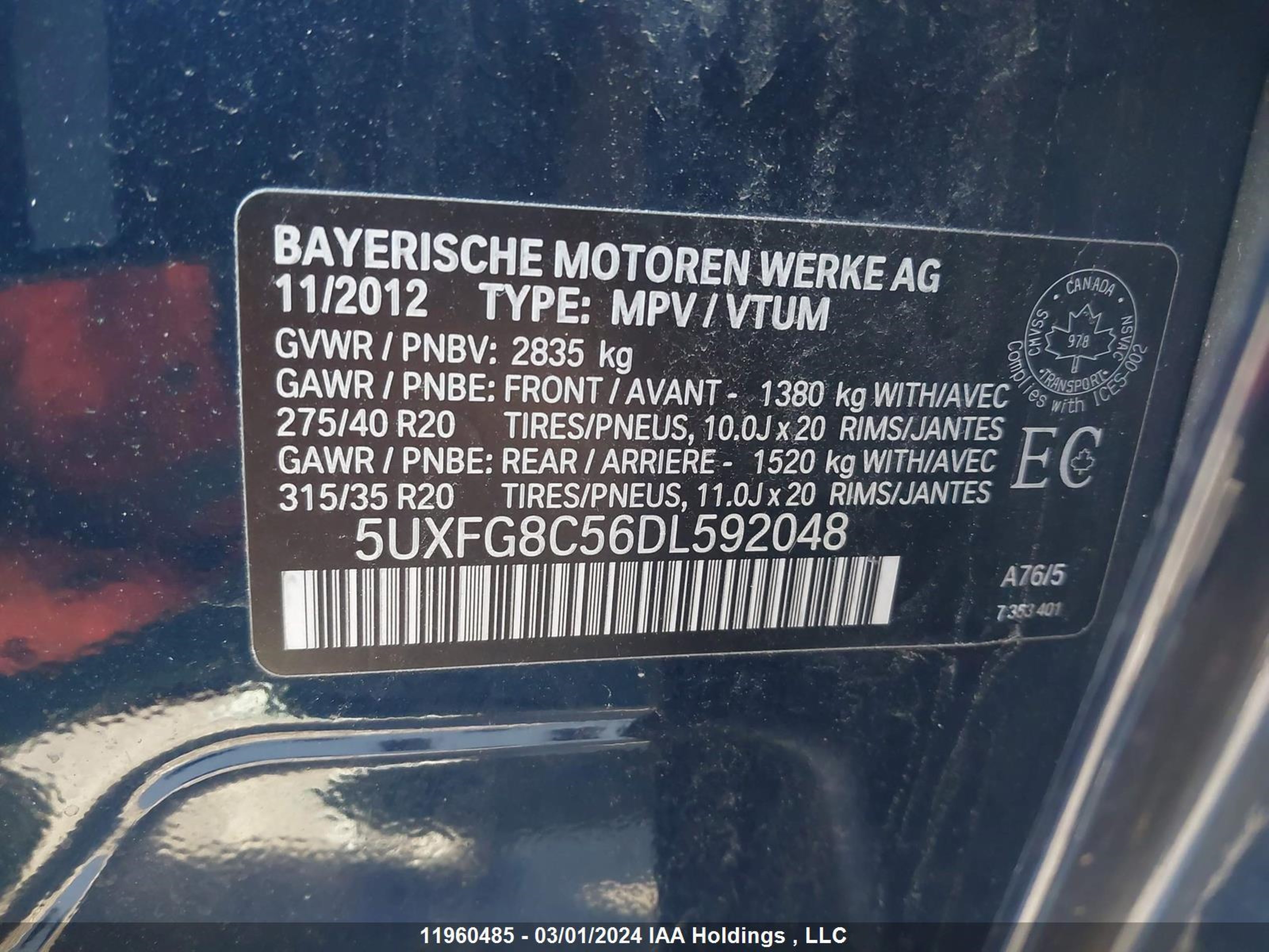 Photo 8 VIN: 5UXFG8C56DL592048 - BMW X6 