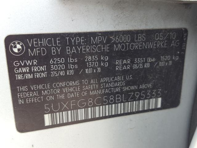 Photo 9 VIN: 5UXFG8C58BLZ95333 - BMW X6 XDRIVE5 