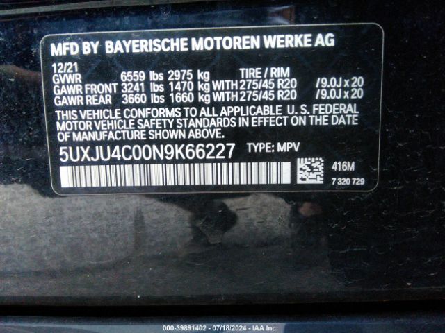 Photo 8 VIN: 5UXJU4C00N9K66227 - BMW X5 