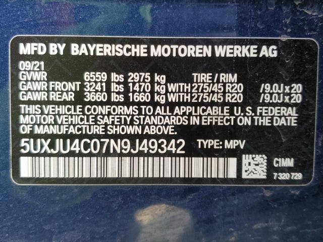 Photo 12 VIN: 5UXJU4C07N9J49342 - BMW X5 M50I 