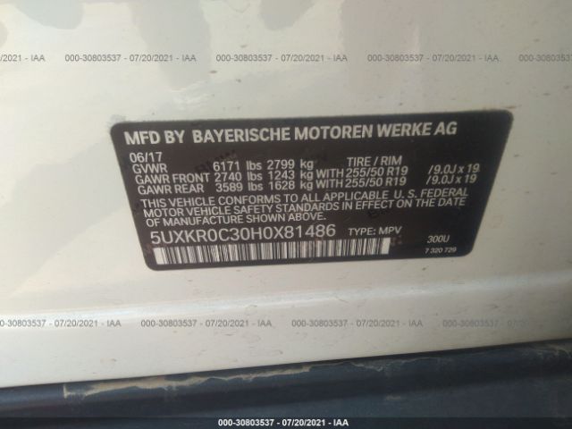 Photo 8 VIN: 5UXKR0C30H0X81486 - BMW X5 