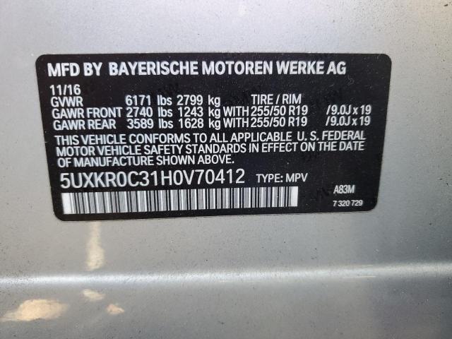 Photo 12 VIN: 5UXKR0C31H0V70412 - BMW X5 XDRIVE3 