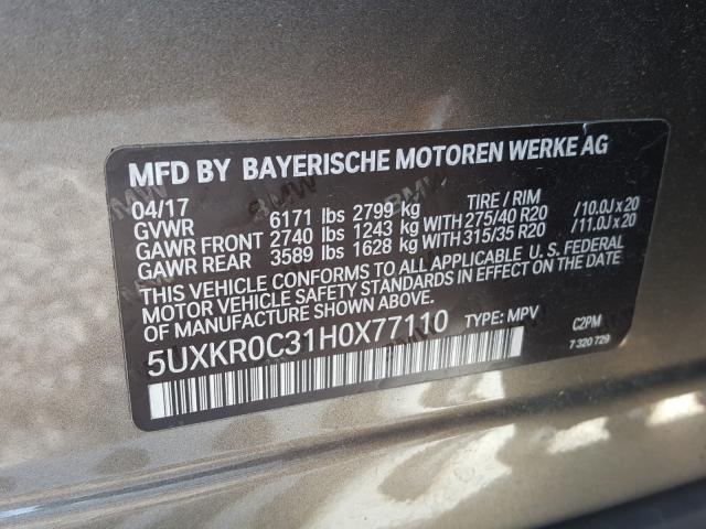 Photo 9 VIN: 5UXKR0C31H0X77110 - BMW X5 XDRIVE3 