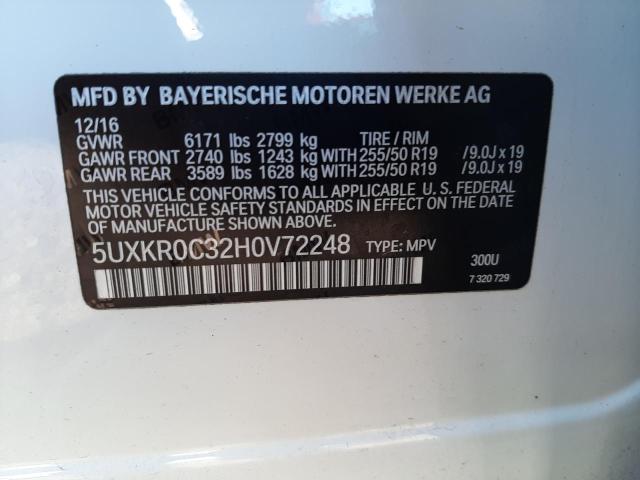 Photo 9 VIN: 5UXKR0C32H0V72248 - BMW X5 XDRIVE3 