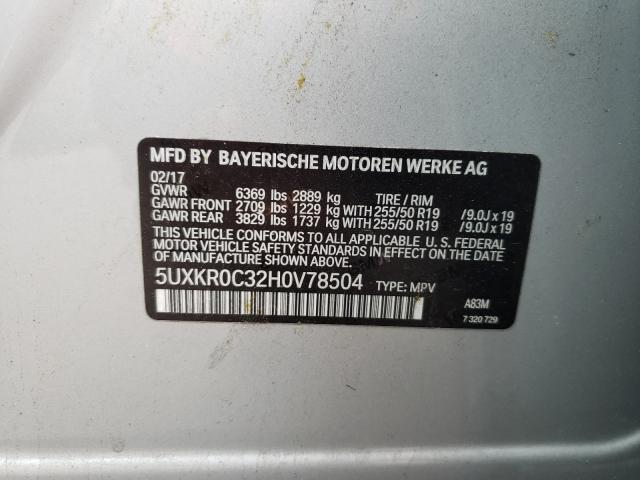 Photo 9 VIN: 5UXKR0C32H0V78504 - BMW X5 XDRIVE3 