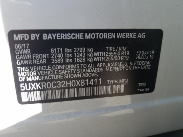 Photo 9 VIN: 5UXKR0C32H0X81411 - BMW X5 XDRIVE3 