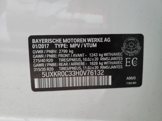 Photo 9 VIN: 5UXKR0C33H0V76132 - BMW X5 XDRIVE3 