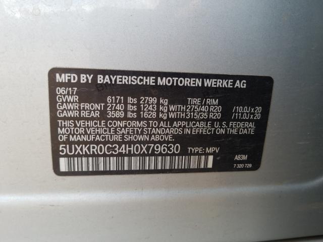 Photo 9 VIN: 5UXKR0C34H0X79630 - BMW X5 XDRIVE3 