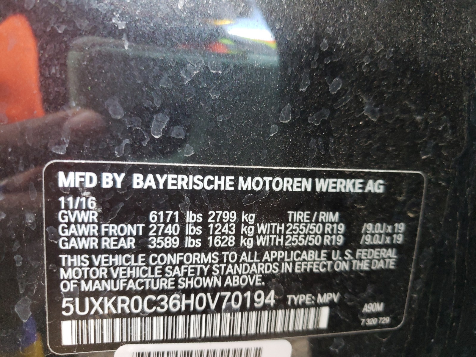 Photo 9 VIN: 5UXKR0C36H0V70194 - BMW X5 XDRIVE3 