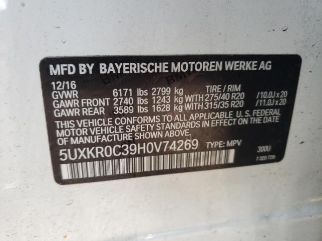 Photo 9 VIN: 5UXKR0C39H0V74269 - BMW X5 XDRIVE3 