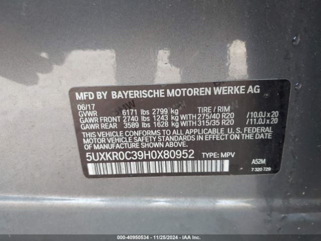 Photo 8 VIN: 5UXKR0C39H0X80952 - BMW X5 