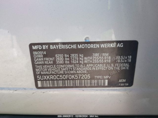 Photo 8 VIN: 5UXKR0C50F0K57205 - BMW X5 