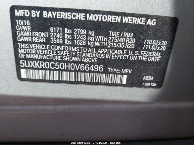 Photo 8 VIN: 5UXKR0C50H0V66496 - BMW X5 