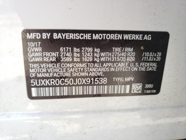 Photo 9 VIN: 5UXKR0C50J0X91538 - BMW X5 XDRIVE3 