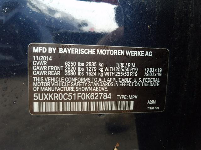 Photo 9 VIN: 5UXKR0C51F0K62784 - BMW X5 XDRIVE3 