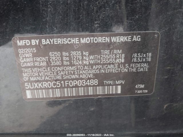 Photo 8 VIN: 5UXKR0C51F0P03488 - BMW X5 