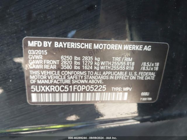 Photo 8 VIN: 5UXKR0C51F0P05225 - BMW X5 