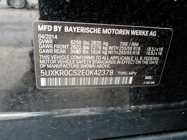 Photo 9 VIN: 5UXKR0C52E0K42378 - BMW X5 XDRIVE3 