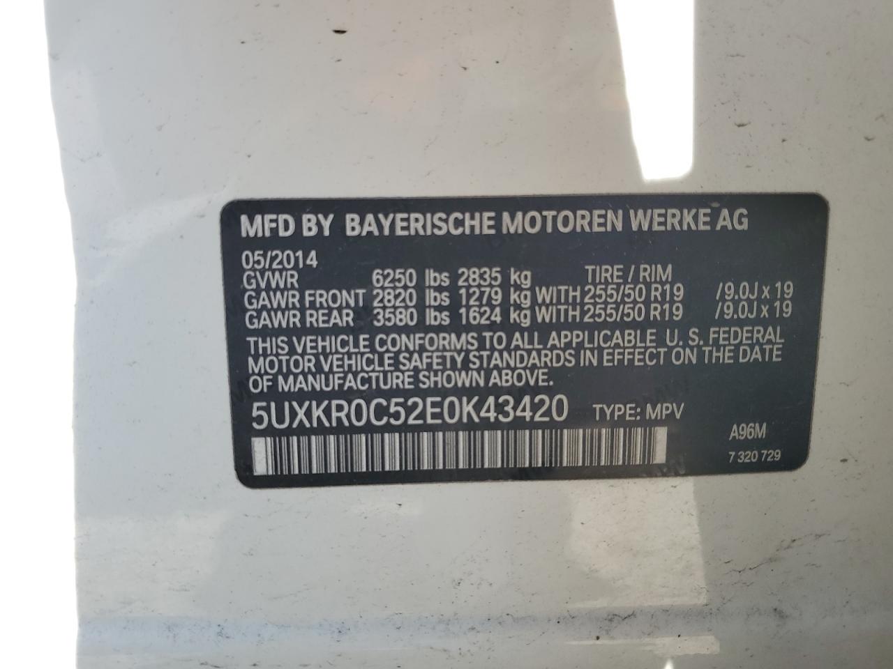 Photo 12 VIN: 5UXKR0C52E0K43420 - BMW X5 