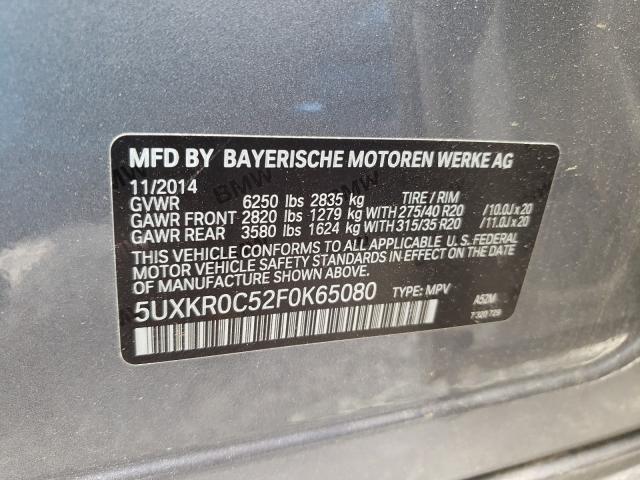 Photo 9 VIN: 5UXKR0C52F0K65080 - BMW X5 XDRIVE3 