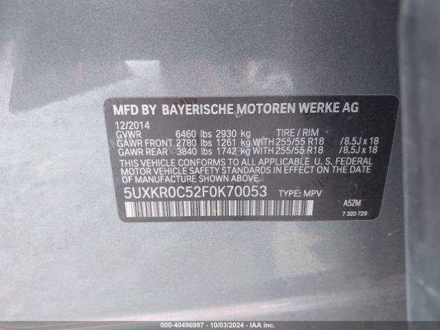 Photo 8 VIN: 5UXKR0C52F0K70053 - BMW X5 