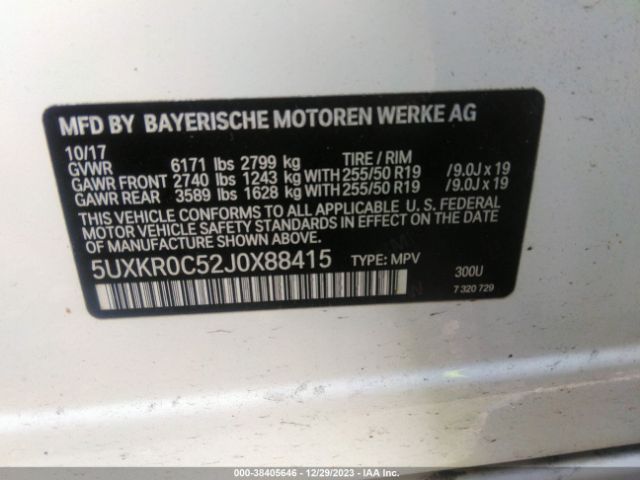 Photo 8 VIN: 5UXKR0C52J0X88415 - BMW X5 