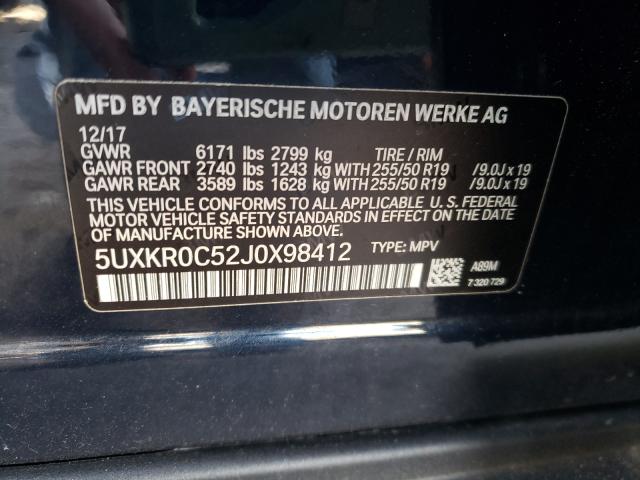 Photo 9 VIN: 5UXKR0C52J0X98412 - BMW X5 XDRIVE3 