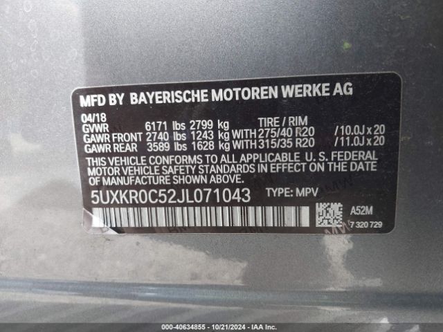 Photo 8 VIN: 5UXKR0C52JL071043 - BMW X5 