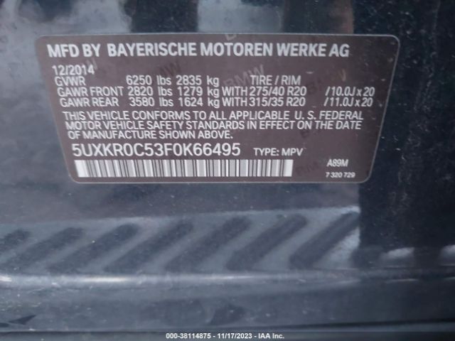 Photo 8 VIN: 5UXKR0C53F0K66495 - BMW X5 