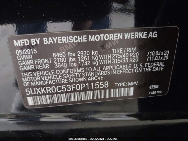 Photo 8 VIN: 5UXKR0C53F0P11558 - BMW X5 