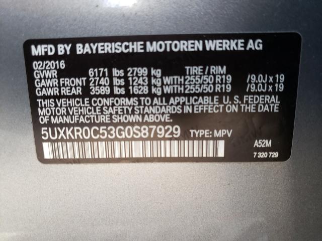 Photo 9 VIN: 5UXKR0C53G0S87929 - BMW X5 XDRIVE3 