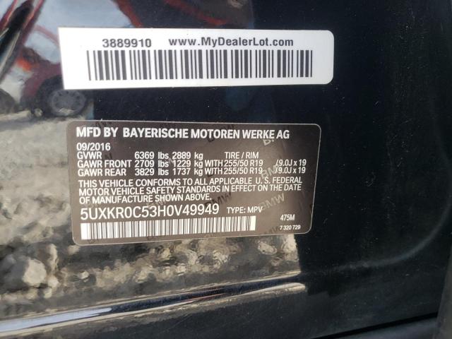 Photo 12 VIN: 5UXKR0C53H0V49949 - BMW X5 XDRIVE3 