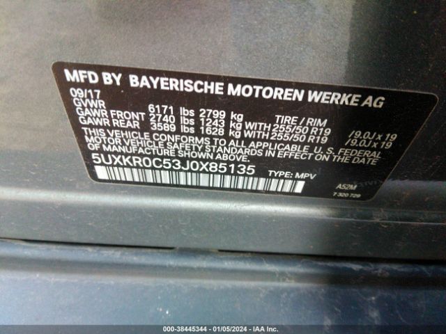 Photo 8 VIN: 5UXKR0C53J0X85135 - BMW X5 