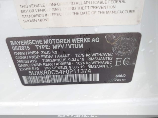 Photo 8 VIN: 5UXKR0C54F0P11374 - BMW X5 