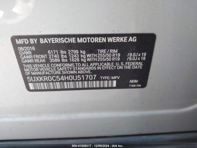 Photo 8 VIN: 5UXKR0C54H0U51707 - BMW X5 