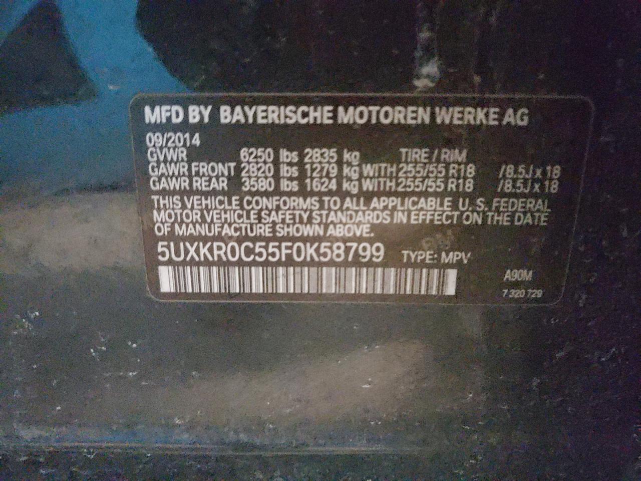 Photo 12 VIN: 5UXKR0C55F0K58799 - BMW X5 