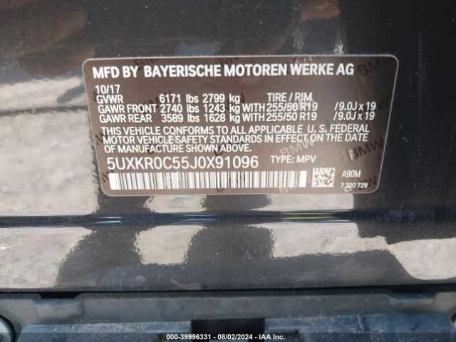 Photo 8 VIN: 5UXKR0C55J0X91096 - BMW X5 