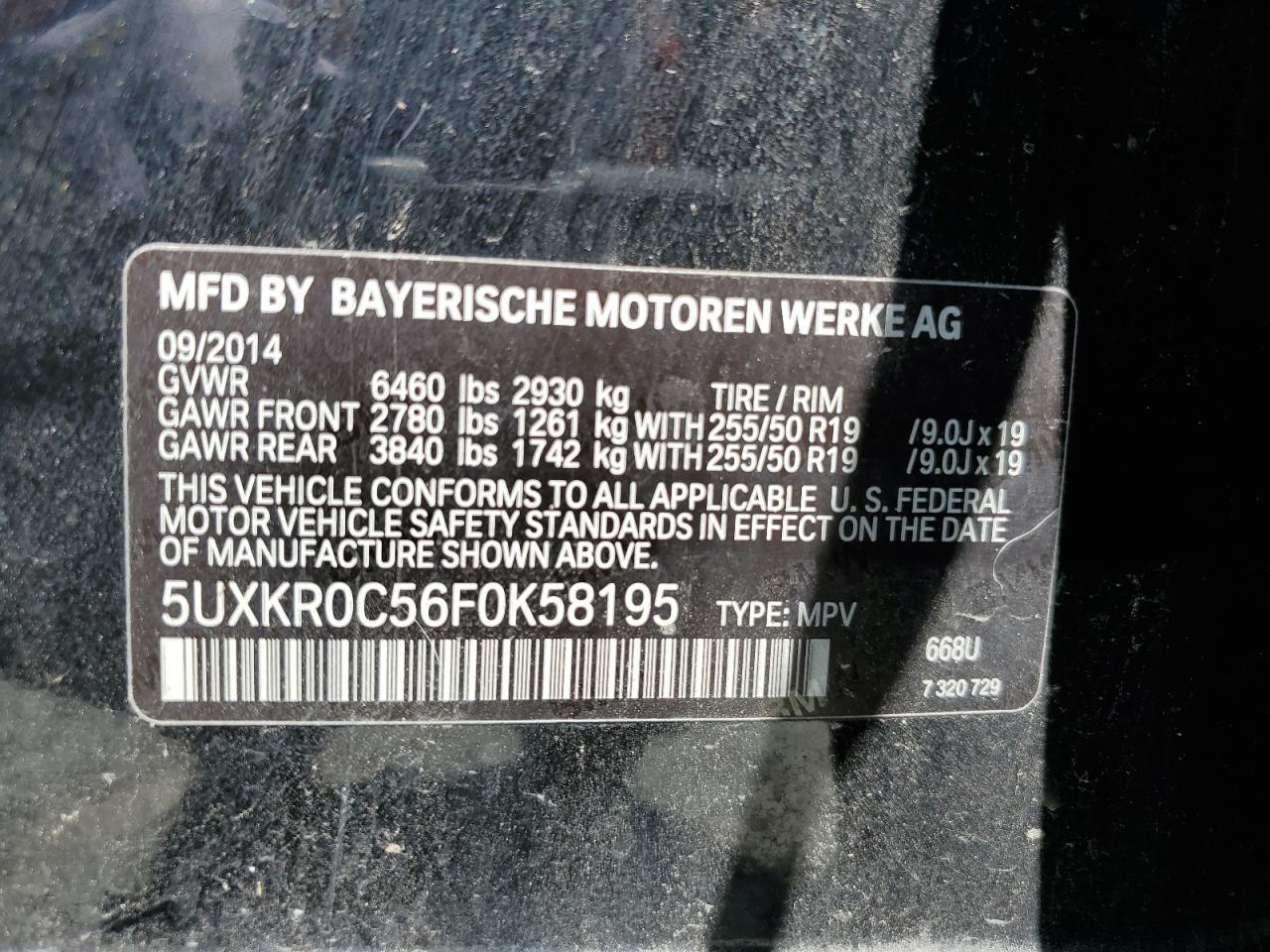 Photo 12 VIN: 5UXKR0C56F0K58195 - BMW X5 