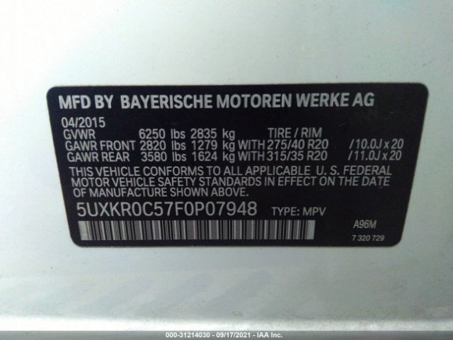 Photo 8 VIN: 5UXKR0C57F0P07948 - BMW X5 