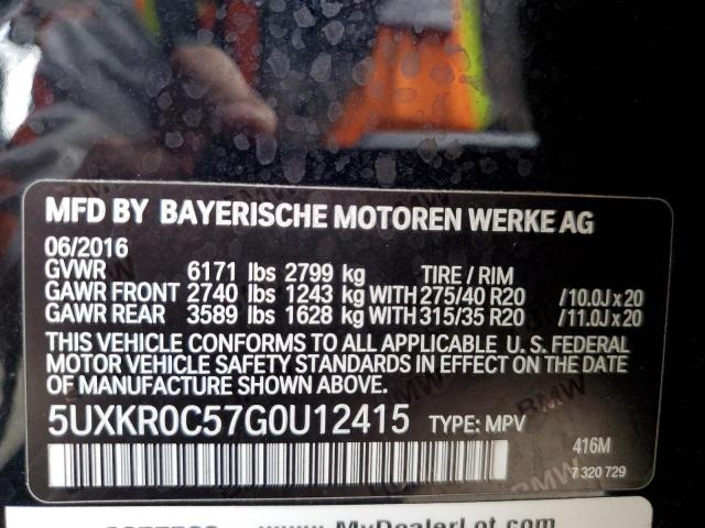 Photo 12 VIN: 5UXKR0C57G0U12415 - BMW X5 XDRIVE3 