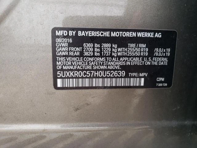 Photo 12 VIN: 5UXKR0C57H0U52639 - BMW X5 XDRIVE3 