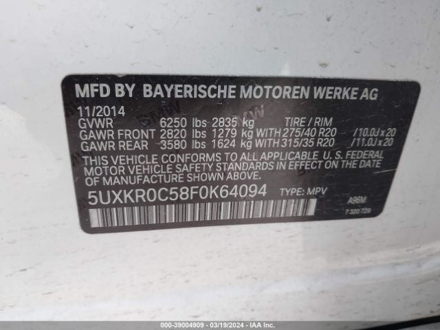 Photo 8 VIN: 5UXKR0C58F0K64094 - BMW X5 