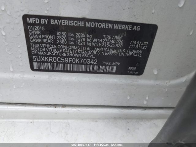 Photo 8 VIN: 5UXKR0C59F0K70342 - BMW X5 